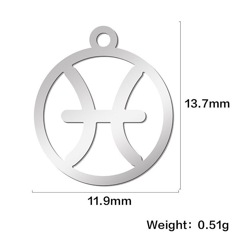 Teamer 12pcs Zodiac Floating Charms Stainless Steel Gemini Aries Libra Taurus Twelve Constellation Pendant  for Jewelry Making