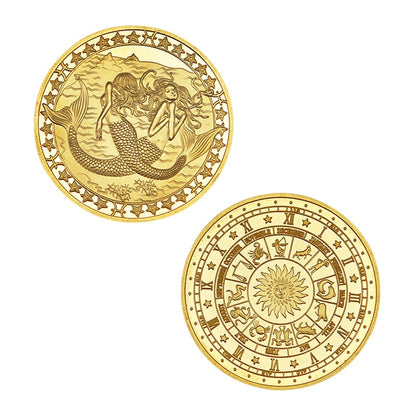 Creative Twelve Constellations Zodiac Coin Challenge Golden Plated Commemorative Coins Set Home Decor Crafts Art Collection Gift