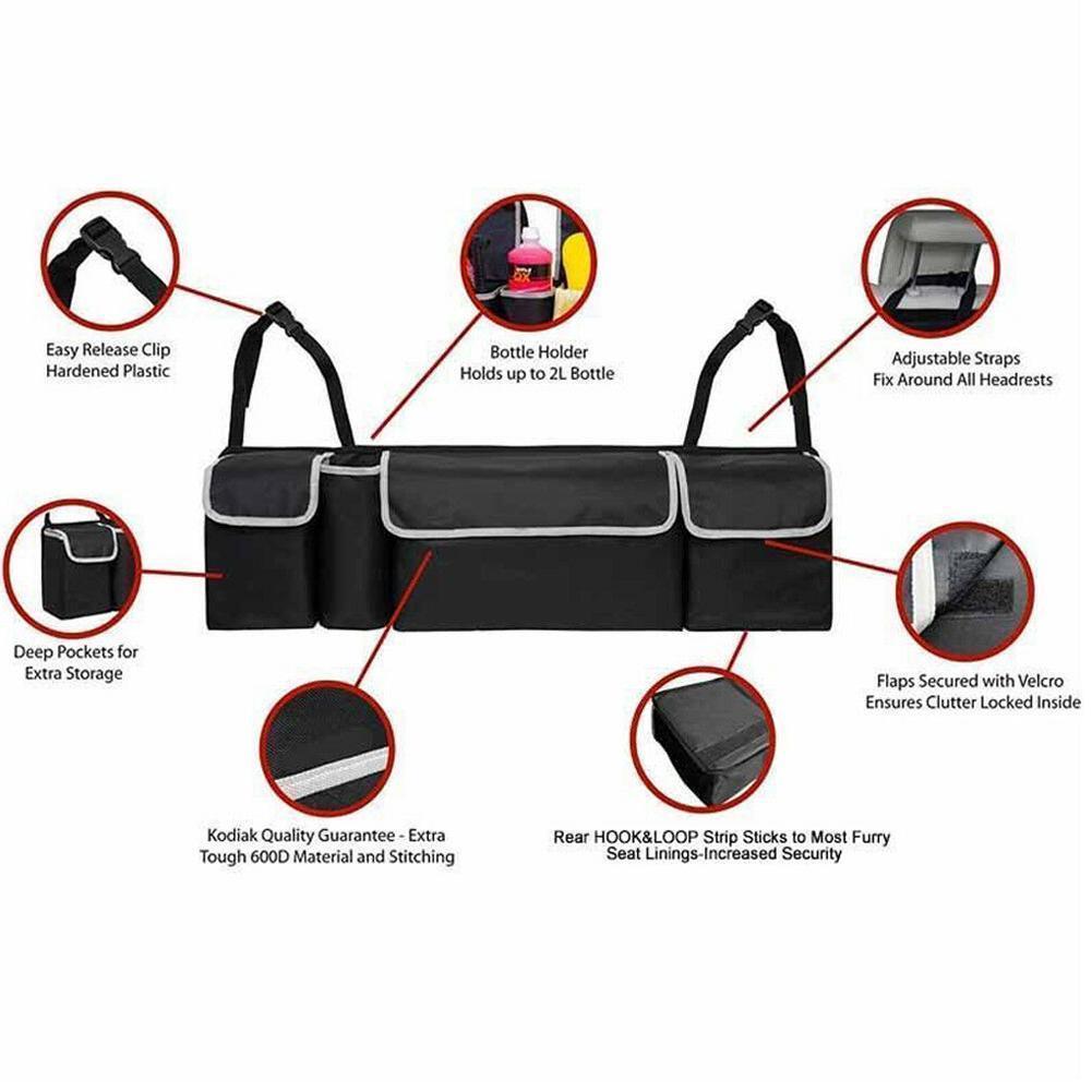 High Capacity Adjustable Car Storage Box Backseat 4 Bag Trunk Organizer Multi-use Oxford Car Seat Back Organizers Car Accesories