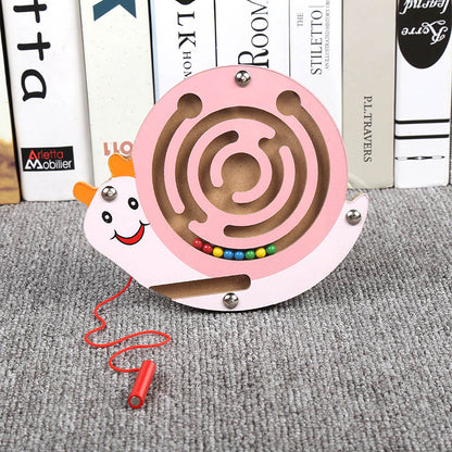 Children Wooden Educational Montessori Toys Magnetic Maze Handwriting Pen Push Beads Small Animals Labyrinth Track Toys For Kids