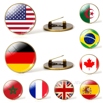 Country World Flags Brooch Pins National Flag Brooches America USA US Canada England Spain Russia Netherlands Italy Jewelry