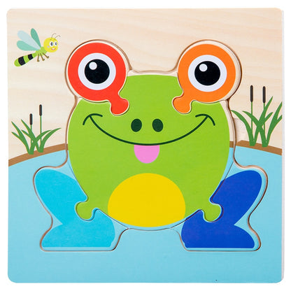 Baby Wooden Toys 3D Puzzle Cartoon Animal Intelligence Jigsaw Puzzle Shape Matching Montessori Toys For Children Gifts