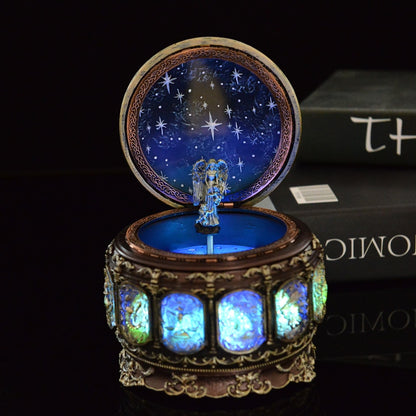 Retro Zodiac 12 Signs Music Box Manual Arts 12 Constellation Musical Boxes with Led Flash Lights Valentine's Day Birthday Gift