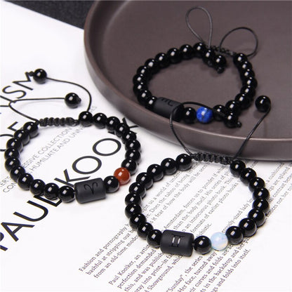 12 Zodiac Signs Constellation Couples Bracelet Natural Stone Beads Braided Bracelet  for Women Men Friend Birthday Jewelry Gift