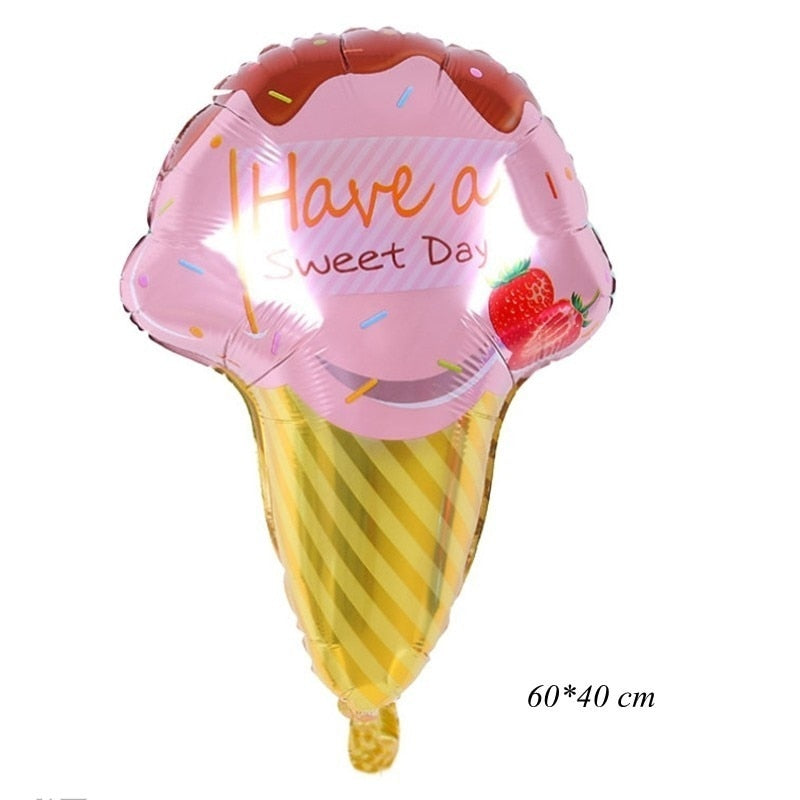 1set Ice Cream Donut Lip Popcorn Candy Foil Balloons Baby Shower Happy Birthday Party Decoration Balloon Boy Girl Kid Cute Toys