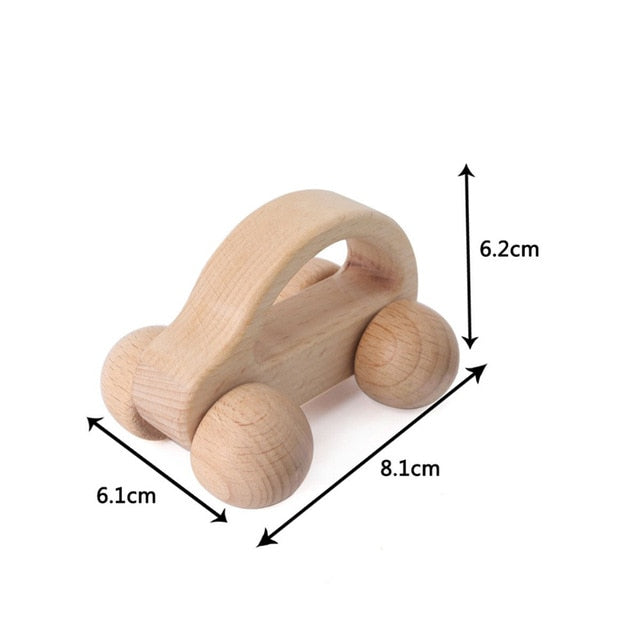 1pc Organic Beech Wooden Car For Babies BPA Free Montessori Toys Wooden Rattle Brain Game Toys Handmade Crafts Gift Child Block