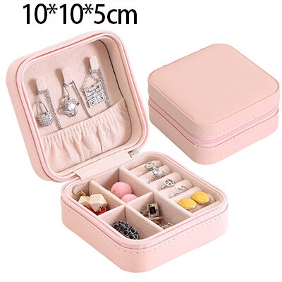 Women&#39;s Jewelry Box Travel Jewelry Case  Organizer Display With Mirror Leather Gift Boxes For Women