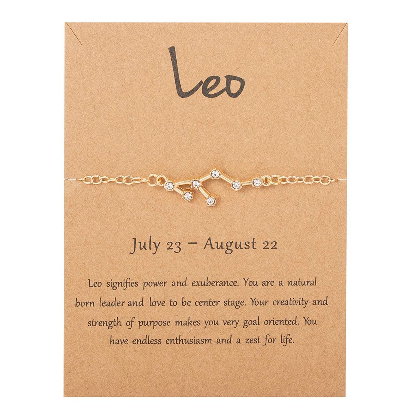 12 Constellation Bracelet Crystal Charm Chain Bracelets for Women Zodiac Sign Libra Aries Wish Card Birthday Jewelry Gift