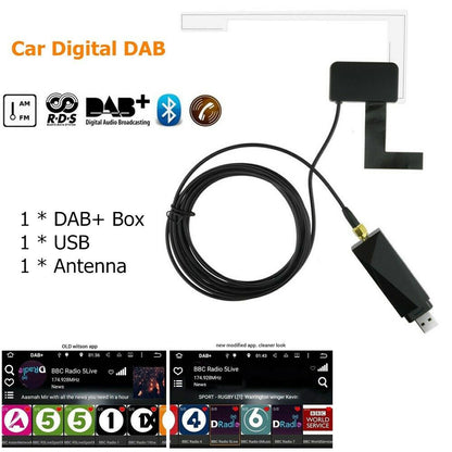 Dab Radio Receiver In Car Antenna Digital DAB+ Adapter Tuner Box Audio USB Amplified Loop Antenna Android Decoding Radio Receive