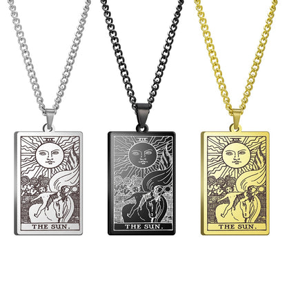 Dawapara Vintage Tarot Card Necklace The Major Arcana Pagan Astrology Talisman Pendants Necklace Stainless Steel Jewelry