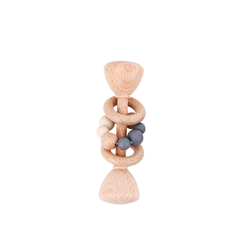 1pc Baby Toys Beech Wooden Rattle Hand Bells Toys Of Newbron Montessori Educational Toys Mobile Rattle Wooden Ring Baby Products