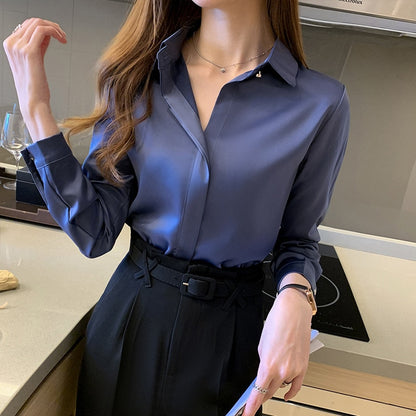 Silk Women's Shirt Long Sleeve Fashion Woman Blouses 2022 Satin Top Female Shirts and Blouse Basic Ladies Tops OL Women Clothing