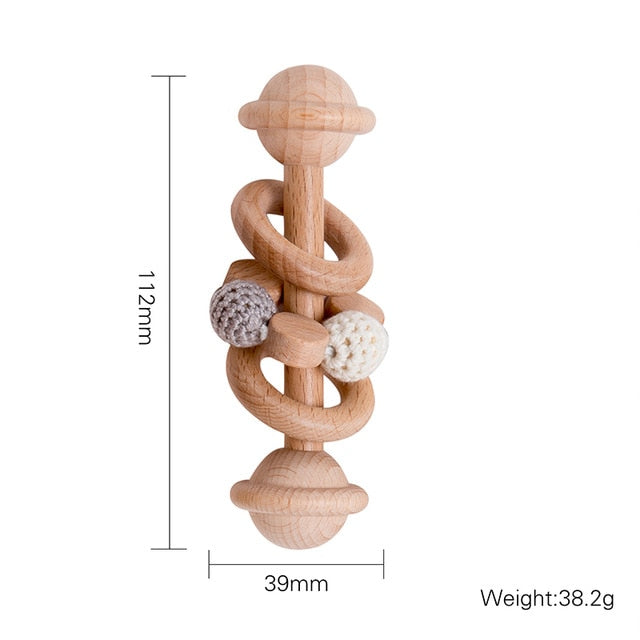 1pc Baby Toys Beech Wooden Rattle Hand Bells Toys Of Newbron Montessori Educational Toys Mobile Rattle Wooden Ring Baby Products