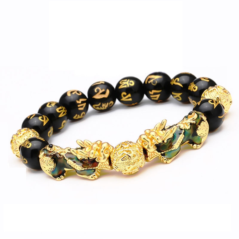 Feng Shui Men&#39;s Lucky Prayer Beads Bracelet for Men Women Wristband Gold Color Pixiu Wealth and Good Luck Changing Bracelets