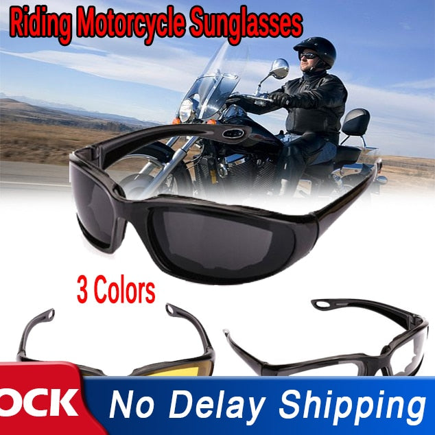 Riding Motorcycle Sunglasses Outdoor Sports Cycling Goggles Bike Black Frame Eyewear Windproof Lightproof Motorbike Men Eyewear