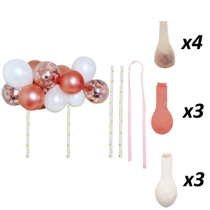 10pcs/Set 5 Inch Balloon Cake Topper Rose Gold Balloon Cake Toppers for Baby Shower Birthday Party Wedding Decorations