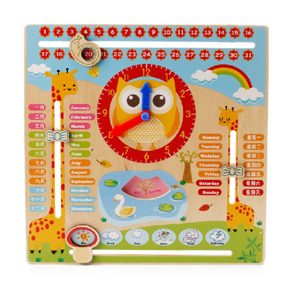 Montessori Wooden Toys Baby Weather Season Calendar Clock Time Cognition Puzzle Preschool Educational Teaching Aids Toys Kids