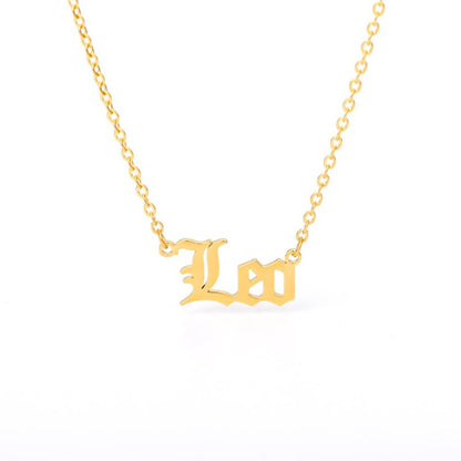 3-colors 12 constellation stars zodiac letter necklace stainless steel pendant necklace women long chain necklace friend gift