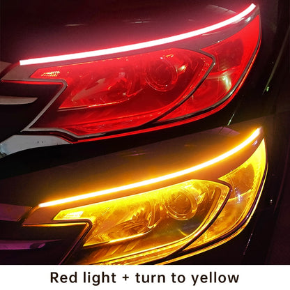 2Pcs Car LED Light Strip DRL Daytime Running Lights Flexible Auto Headlight Surface Decorative Lamp Flowing Turn Signal Styling