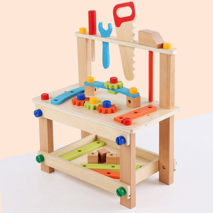 Wooden Assembling Chair Montessori Toys Baby Educational Wooden Blocks Toy Preschool Children Variety Nut Combination Chair Tool