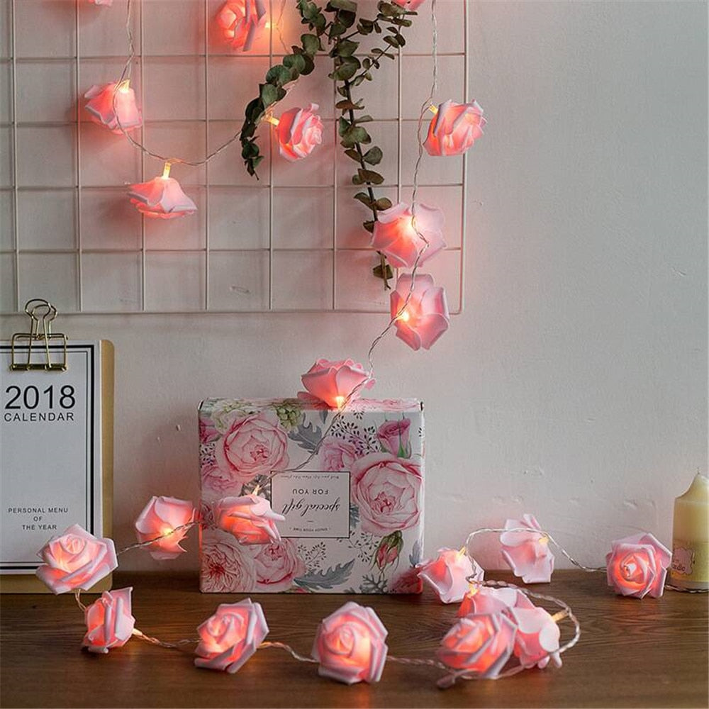 USB/Battery Operated 10/20/40 LED Rose Flower String Lights Artificial Flower Bouquet Garland for Valentine&#39;s Day Wedding Party