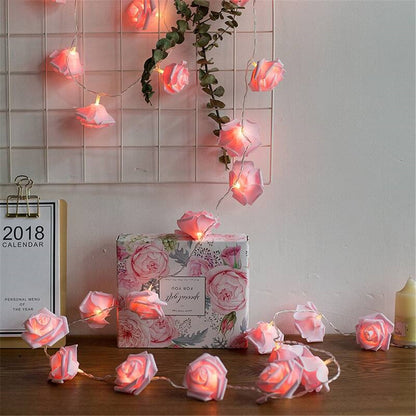 USB/Battery Operated 10/20/40 LED Rose Flower String Lights Artificial Flower Bouquet Garland for Valentine's Day Wedding Party