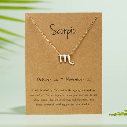 12 Zodiac Horoscope Female Star Sign Constellation Pendant Gold Chain Leo Choker Necklaces for Women Jewelry Collier