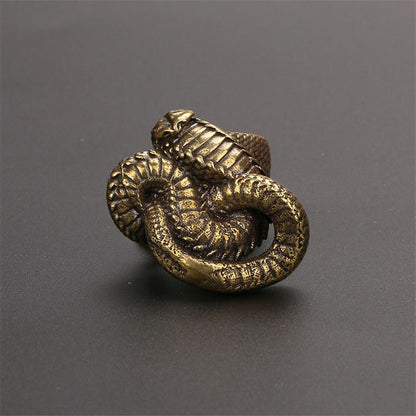 Antique Bronze Cobra Statue Ornament Zodiac Snake Miniature Figurines Copper Desktop Decoration Tea Pets Decor Accessories Craft