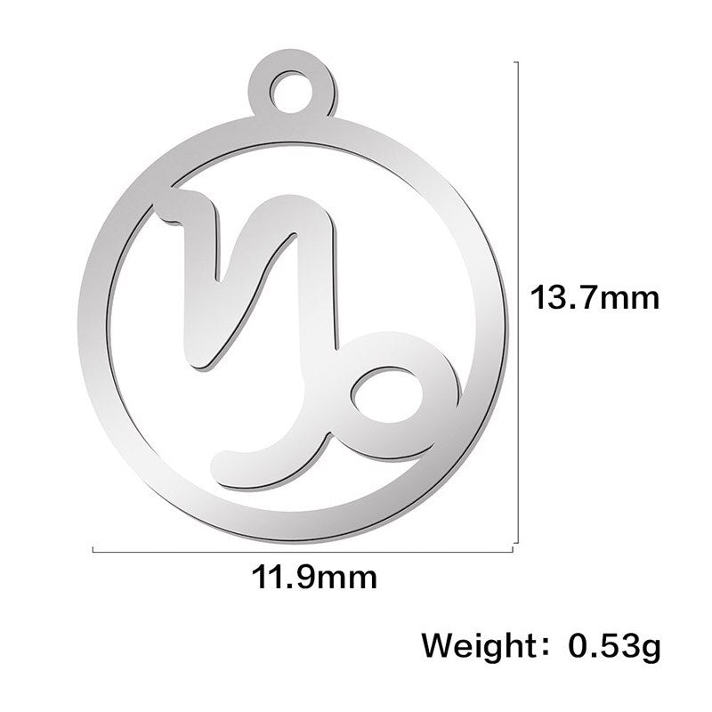 Teamer 12pcs Zodiac Floating Charms Stainless Steel Gemini Aries Libra Taurus Twelve Constellation Pendant  for Jewelry Making