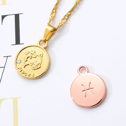 zodiac necklaces for women coin necklace Aries Leo Collier signe astrologique 12 Horoscope Zodiac Astrology Necklace Women