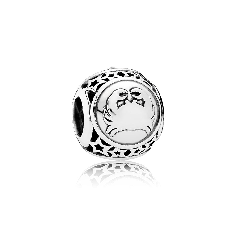 Original 925 Sterling Silver Bead Charm Libra Leo Star Sign Charms 12 Zodiac Constellation Fit Pandora Bracelets Women Jewelry