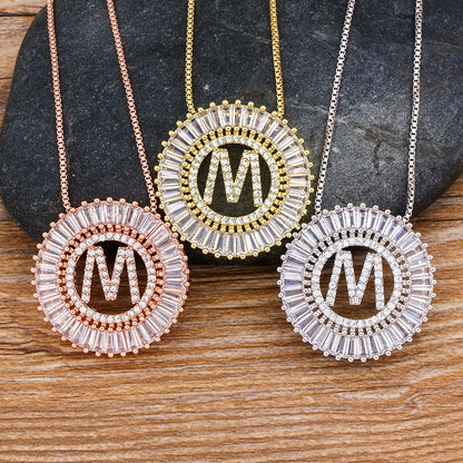 Hot Sale A-Z Initials 3 Colors Chooses Micro Pave CZ Letter Pendant Necklaces For Women Charm Chain Family Jewelry Gift