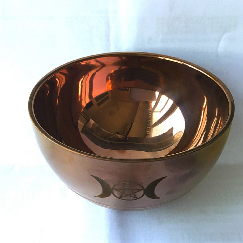 ritual bowl tarot Pentagram stainless steel Gold plating/ tableware ceremony noonDivination Astrological tool altar prop