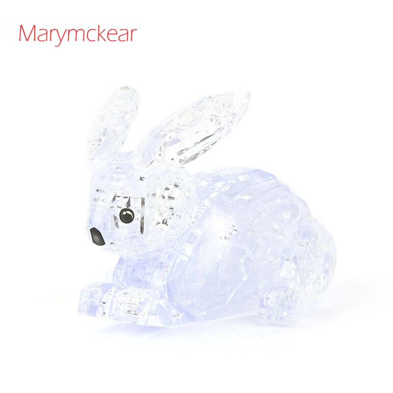 Cute 3D Crystal Puzzle Rabit Pink&Transparent Model Rabits Toy 3D Jigsaw Puzzles Educational Toys for Kids Birthday Gifts