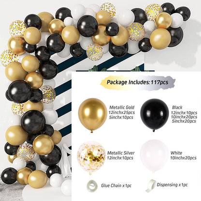 Black Gold Balloon Garland Arch Kit Confetti Latex Balloon Happy 30 40 50 Year Old Birthday Party Decoration 30th Anniversary