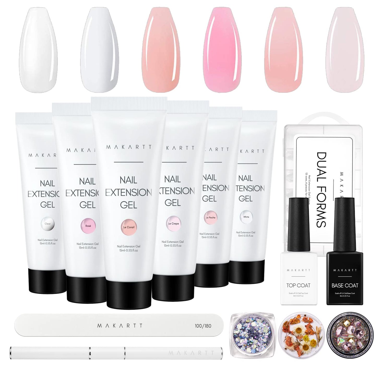 Makartt Poly Nail Extension Gel Kit Acrylic Extension Gel Nail Enhancement Clear Pink  Nail Gel Trail Set All-in-One Starter Kit