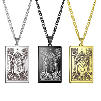 Dawapara Vintage Tarot Card Necklace The Major Arcana Pagan Astrology Talisman Pendants Necklace Stainless Steel Jewelry