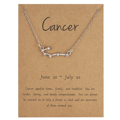 12 Constellation Zodiac Sign Necklace For Women Silver Color Jewelry Leo Aries Pendant Horoscope Necklace Chain Choker Gift