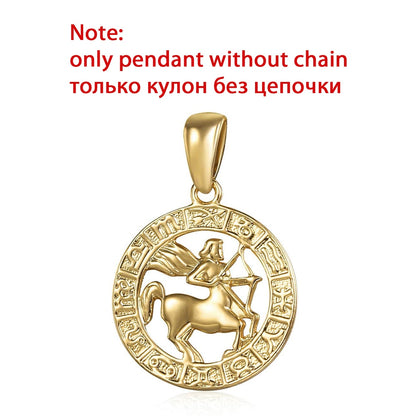 12 Zodiac Sign Constellations Pendants Necklaces For Women Men 585 Rose Gold Color Male Jewelry Fashion Birthday Gifts GPM16