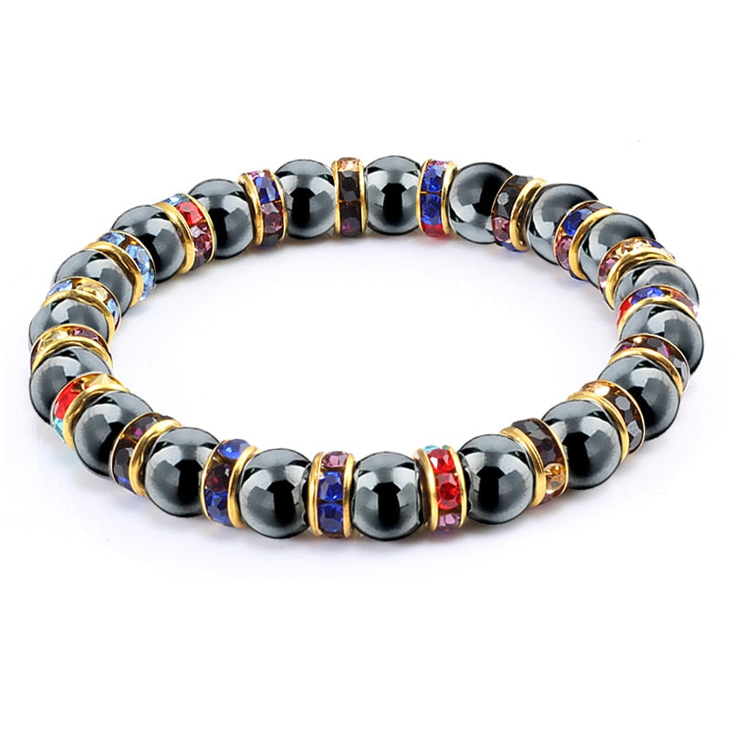 Natural Hematite Beads Bracelets Men No-Magnetic Health Protection Women Jewelry Charm Crystal Stone Stretch Bracelet &amp; Bangle