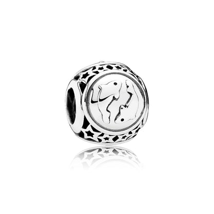 Original 925 Sterling Silver Bead Charm Libra Leo Star Sign Charms 12 Zodiac Constellation Fit Pandora Bracelets Women Jewelry