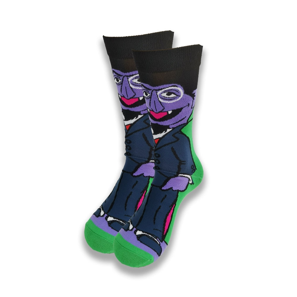 A Pair of Autumn and Winter High Quality Cartoon Socks Men Hip-Hop Street Soft and Comfortable Socks Skateboard Crew