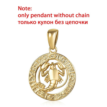 12 Zodiac Sign Constellations Pendants Necklaces For Women Men 585 Rose Gold Color Male Jewelry Fashion Birthday Gifts GPM16