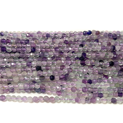 15.5" 3 MM Natural Purple Fluorite Beads Micro-faceted Small Stone Beads DIY Making Women Drop Earrings Jewelry Decora Necklace