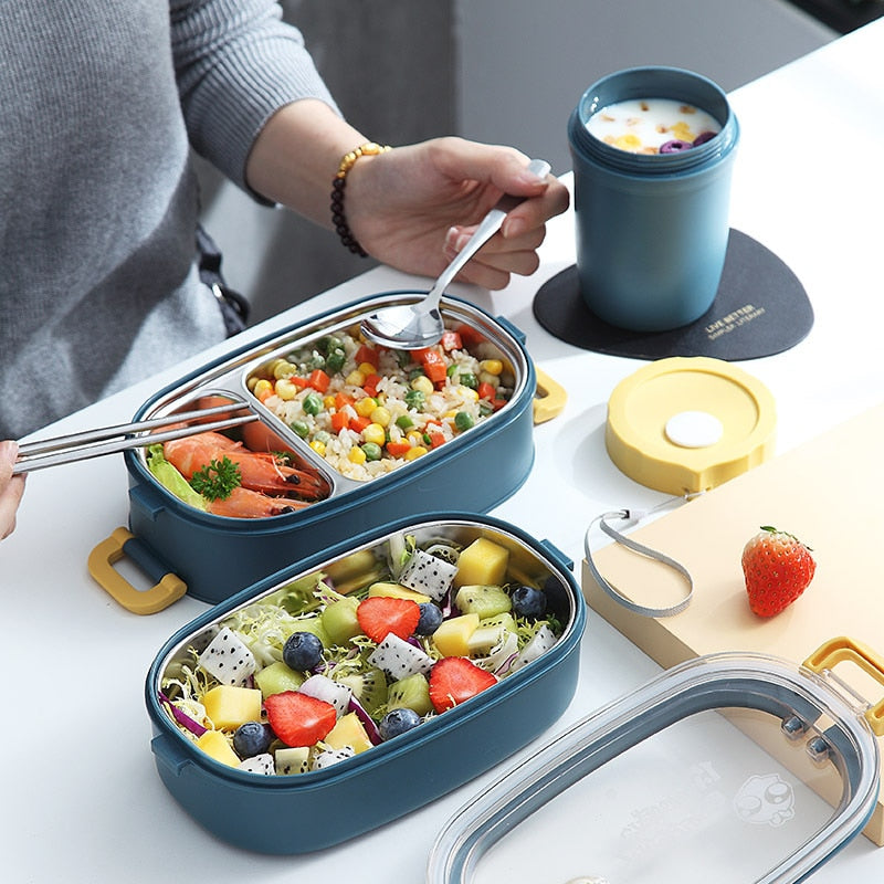 Stainless Steel Insulated Lunch Box Student School Multi-Layer Lunch Box Tableware Bento Food Container Storage Breakfast Boxes