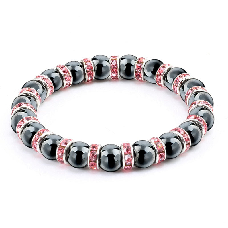 Natural Hematite Beads Bracelets Men No-Magnetic Health Protection Women Jewelry Charm Crystal Stone Stretch Bracelet &amp; Bangle