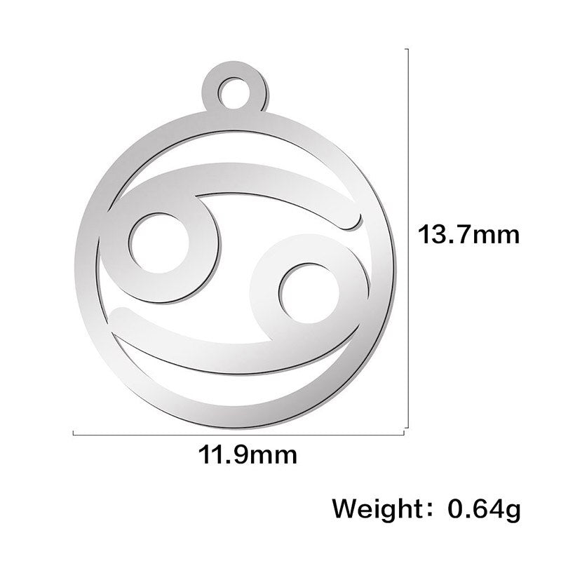 Teamer 12pcs Zodiac Floating Charms Stainless Steel Gemini Aries Libra Taurus Twelve Constellation Pendant  for Jewelry Making