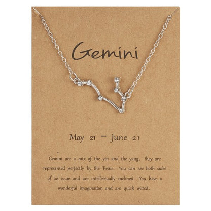 12 Constellation Zodiac Sign Necklace For Women Silver Color Jewelry Leo Aries Pendant Horoscope Necklace Chain Choker Gift