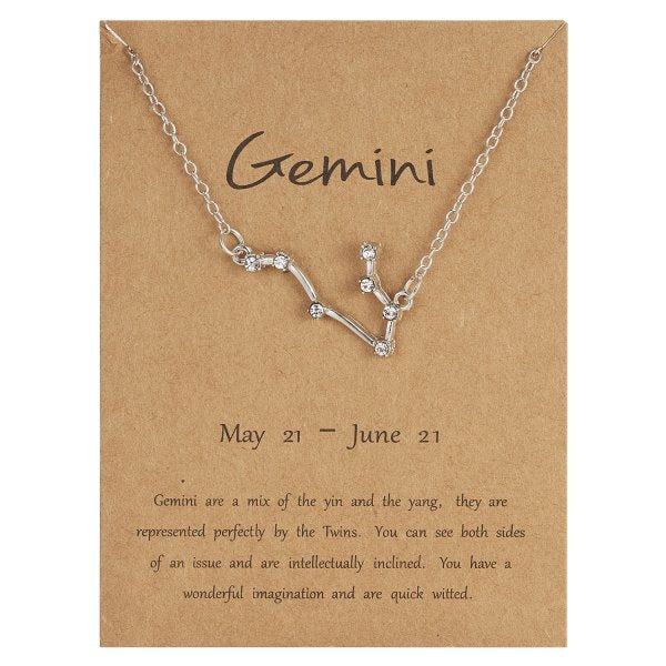 12 Constellation Zodiac Sign Necklace For Women Silver Color Jewelry Leo Aries Pendant Horoscope Necklace Chain Choker Gift