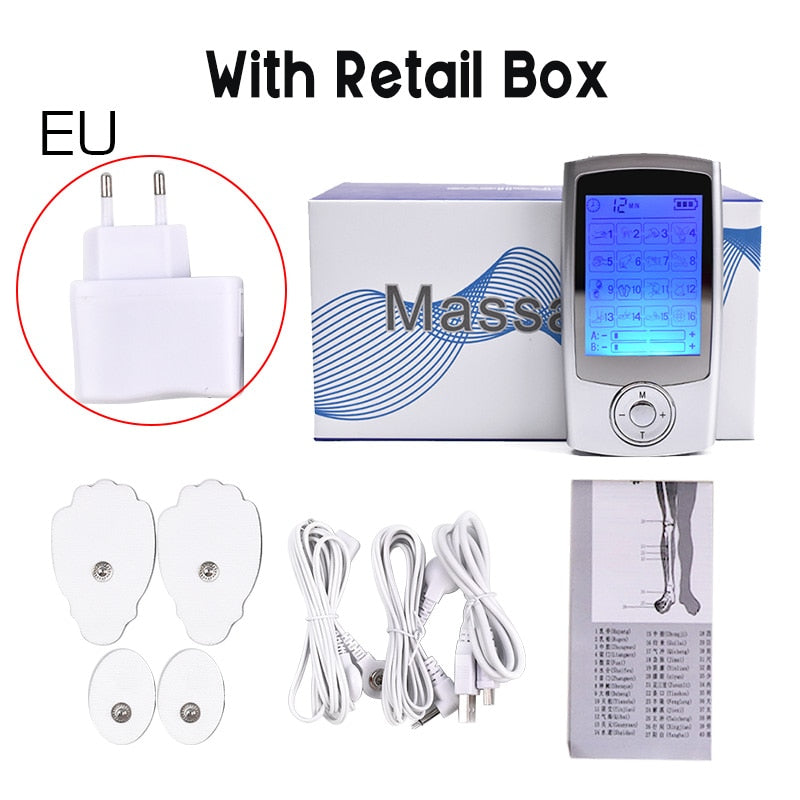16 Modes EMS Muscle Stimulator Pulse Tens Acupuncture Body Massage Digital Therapy Massager Pain Relief Body Slimming 2 Output